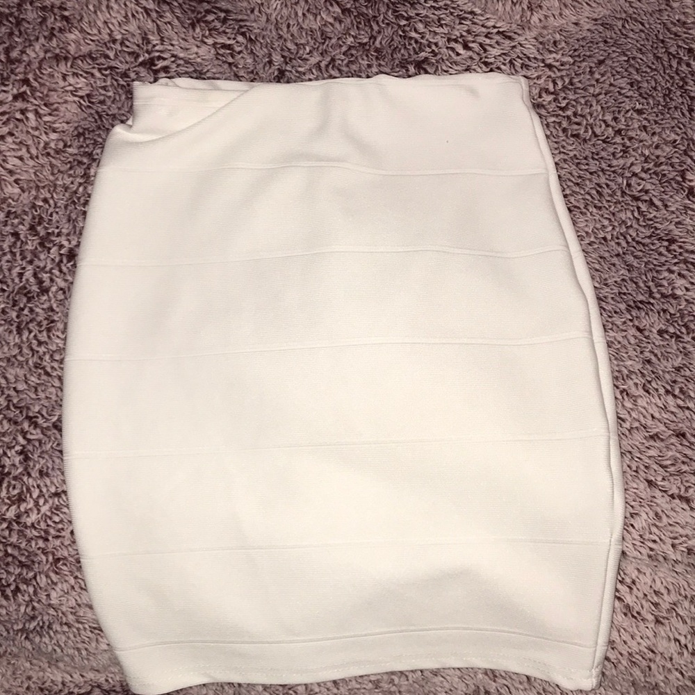 White Bandage Ribbed Mini Skirt